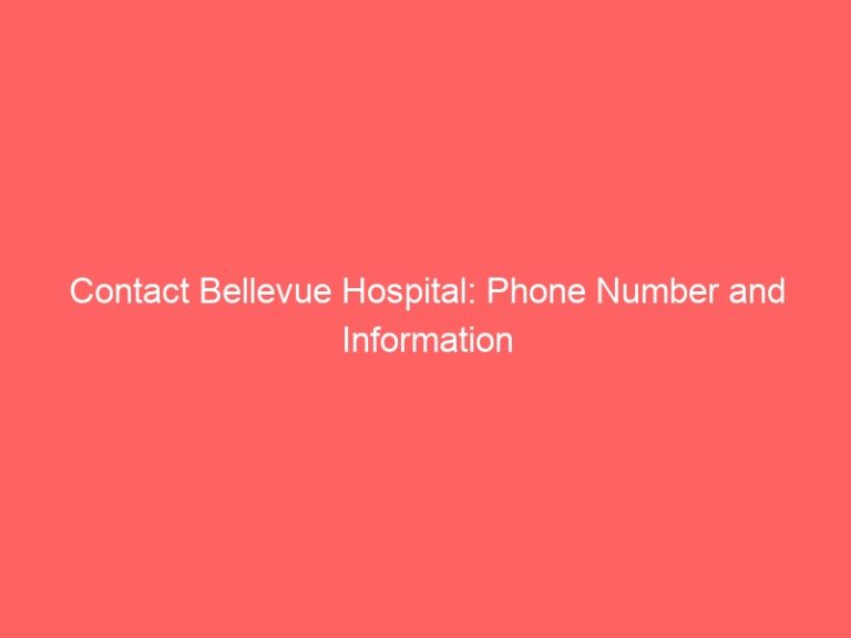 Contact Bellevue Hospital: Phone Number and Information